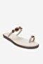 Martinez Cream Buckle Genuine Leather Women's Flip Flops - 3