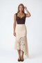 Women's Ecru Asymmetrical Cut Lined Lace Skirt Alc-X15515 - 5