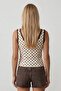 Ecru Brown Strappy Drape Detailed Polka Dot Crop Blouse Alc-X15484 - 4
