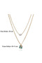 Gold Color Double Pendant Pearl Lucky Clover Figured Steel Necklace - 4