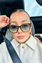 Liora Haze Leopard Patterned Square Sunglasses Green Gradient Glass – New Season with Uv400 Protection Corners - 2