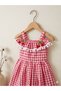 1-5 Years Old Girl's Dress Cherry Square Pattern Girl's Dress - 3