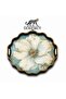 Luxury Glass Surface Presentation Tray 38 cm - Tea and Coffee Serving Tray - Decorative Round Tray with Gold Detail