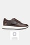 Men's Brown Genuine Natural Leather Sneaker Shoes with Laces, Eva Sole, Size 39-45-46