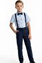 Boy's Short Sleeve Double Suit with Suspenders and Bow Tie - 5