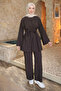 Brown Waist-Tie Tunic with Trousers Modal Set