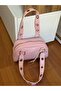 Women's Shoulder Bag with Metal Eyelets and Lace Details - 5