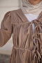 Mink Front-Tie Kimono Skirt Set with Elastic Sleeves - 4