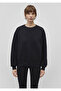 Kadın Bisiklet Yaka Regular Fit Siyah Basic Sweatshirt - 2