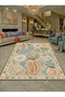 Sdt Pastel Flower Garden Motif Vintage Beige Green Woven Base Decorative Carpet Sdt1062 - 3