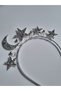 Sky Silver Moon and Star Detailed Girls' Crown - 3