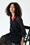 Women's Long Ruffle Detailed Lined Polka Dot Chiffon Dress - 2