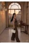 Double Breasted Collar Lace-Up Elastic Zero Sleeve Top Size Elastic Waist Pocket Palazzo Trousers Linen Suit - 7