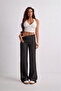 Bubble Fabric High Waist Folded Belted Comfortable Women's Wide Leg Sweatpants - 2
