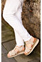 Eknc-451 Real Suede Leather Beige Velcro Strap Flat Heeled Light Sole Women's Sandals - 4