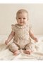 Organic Muslin Baby Girl Romper - Vintage Style Summer Baby Outfit with Floral Ribbon