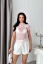 Pink Short Sleeve Lace Bodysuit - 2