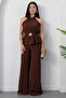 Halter Neck Buckle Waist Jumpsuit Grs3944 - 4
