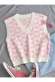 Women's V-Neck Hearted Zero Sleeve Summer Sweater - 3