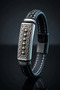Men's Black Leather Bracelet Steel Antique Greek Patterned Black Hair Braid Leather Magnetic Lock Bracelet