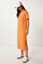 Basic Summer Knitted Dress with Slits Lrn0050 Oranj - 2