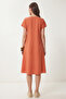V-Neck Summer Flowy Viscose Dress Len0022 Tiles - 6