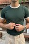 Wour Men's 100% Cotton Premium Crew Neck Nefti T-Shirt with Contrast Collar and Sleeves, Fit Fitment - 3