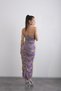 Strapless, Stretchy, Body-Fitting, Tulle Detailed, Slit Long Evening Dress - 7