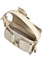 Women's White Patterned Faux Leather Shoulder Bag with Buckle Detail - 6