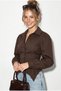 Women's Bitter Brown Side Lace Detailed Waist Fitted Poplin Shirt 4239 60286211 - 2