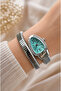 Minimal Snake Design Women's Wristwatch Silver Color Turquoise Dial Bracelet Model Gift Boxed - 2