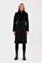 Fur Collar Pocket Detailed Cashmere Coat Black 13092