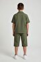 Green Linen Shirt and Shorts Boys' 3-Piece Top and Bottom Set 24033 - 6
