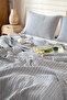 Boho Waffle-Navy Blue Double 240 X 260 Bedspread 50 X 70 - 2 Pillowcases 7038A - 2