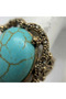 Bronze Vintage Women's Ring Authentic Jewelry Margazite Inlaid Tukuaz Oval Stone Adjustable - 3
