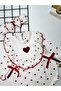 Baby Girl Red Heart Patterned Cotton Bow Detailed 2-Piece Romper with Headband - 3