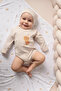 Modal Cotton Newborn Baby Long Sleeve Snap Fastener Bodysuit L Safari Ecru - 4