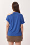 Cut Out Detailed Viscose Blouse Lrn0004 Dark Blue - 6