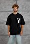 Men's T-Shirt F61 Print Black Oversize Printed Crew Neck Cotton - 4