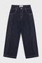 Women's Indigo Selvedge 7S6-50 Super Baggy Fit Embroidered Design Denim Jeans - 6