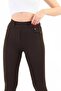 Women's Brown Color Pants-Looking Slimming Stretchy Leggings with Back Pockets - 2