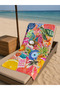 Mediterranean Themed Fruit and Flower Patterned Beach Towel - 3
