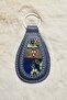 Handmade Navy Blue Color Keychain from Antique Silk Carpet