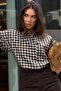 Camel Oversize Checkered Women's Shirt Mg2822 - 4
