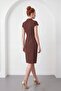 Women's Brown Double-Breasted Collar Button Detail Midi Event Dress - 6
