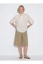 Women's White Scallop Lace Embroidered High Collar Balloon Sleeve Cotton Bohemian Pinterest Shirt Blouse - 5