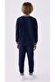 Boy's vertical print detailed long sleeve tracksuit set 9-15 years navy - red - 4