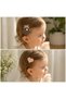 Baby Gray Teddy Bear Heart Hair-Free Baby Hair Clip Set - Baby Hair Clip That Doesn'T Hurt Hair - 2