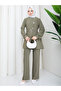Women's Hijab Double Set Belted Tunic Trousers Silver Button Detailed Stylish Daily Office Event Combination - 7