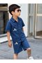 Boys' Denim Embroidered Detail Summer Two-Piece Set (SHORTS SHIRT) - 6